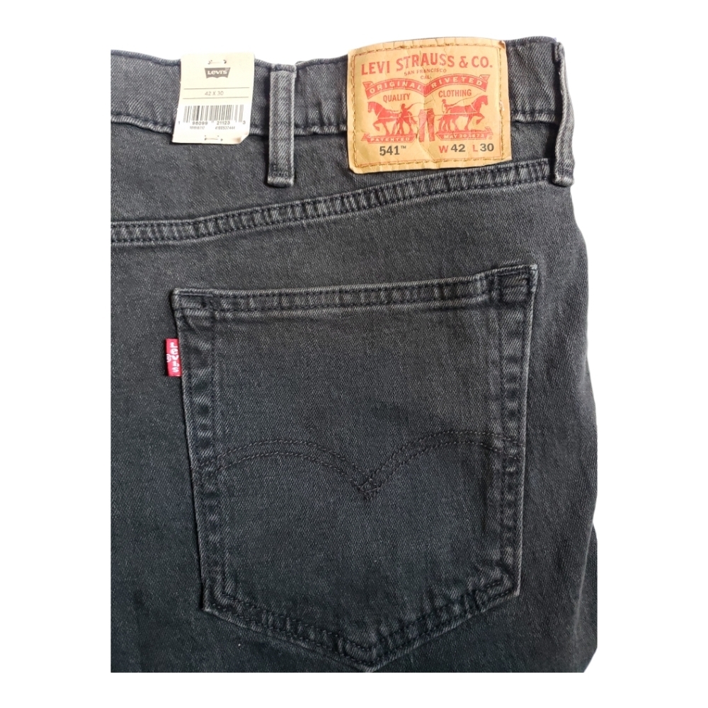 Levis Men’s  541 athletic taper 42x30 Stretch Jeans Gray/black - Picture 3 of 6